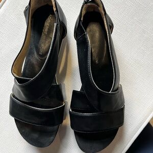 Black leather strappy sandals. Women’s size 8